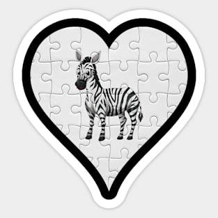 Jigsaw  Zebra Heart Design - Wild Animal Zebra Sticker